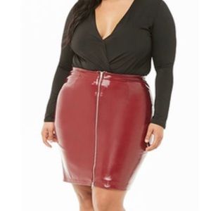 Faux leather skirt red / burgundy